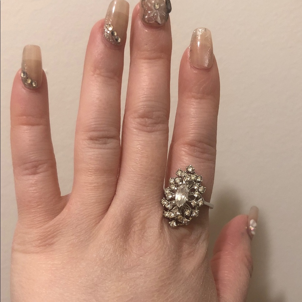 Vintage Silver Color Crystal Ring